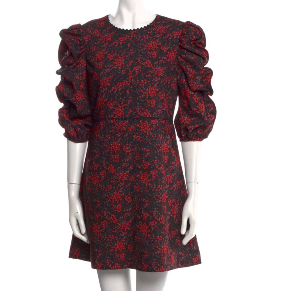 See by Chloé Floral Sweetheart Dress - Black/Red (Size 6)